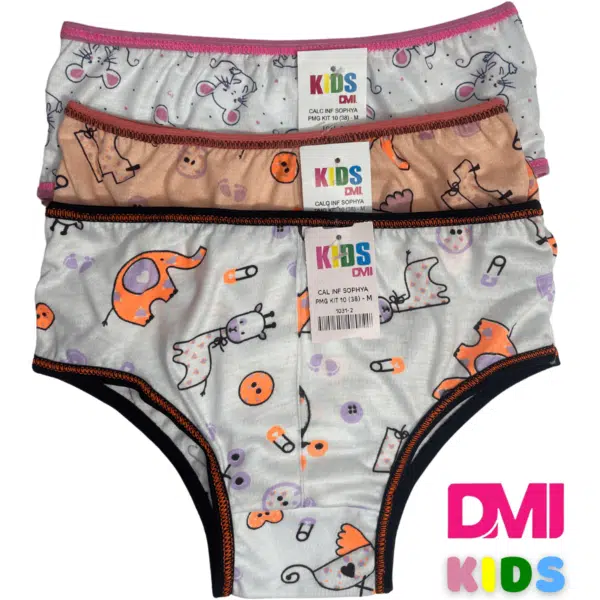 Calcinha Infantil Estampada Shopya Pacote Com 10 Unidades