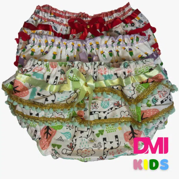 Calcinha Infantil Bunda Rica Pompom Pacote Com 10 Unidades