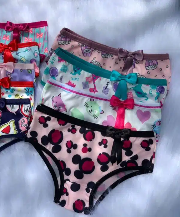 Calcinha Infantil Estampada Com Laço Pacote Com 10 Unidades - Imagem 2
