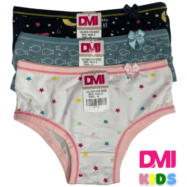 Calcinha Infantil Estampada Tecido Suede Pacote Com 4 Unidades - Imagem 2
