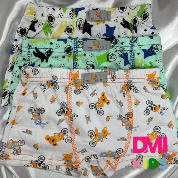 Cueca Box Infantil Estampada Fox Tecido Algodão Pacote Com 4 Unidades